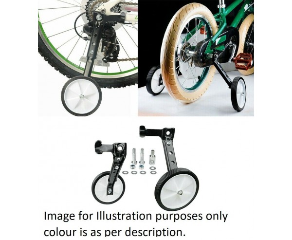 Kids Bike Stabiliser KIT Bicycle Training Wheels 16-24inch Heavy Duty Silver